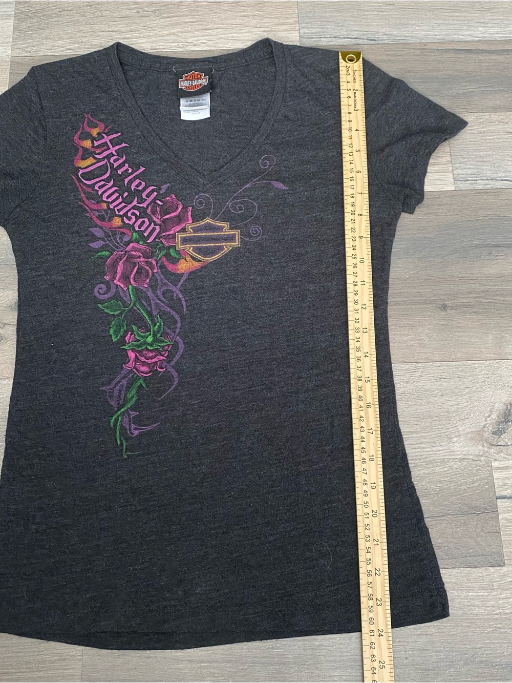 Harley Davidson Gray Pink Roses Flames El Paso TX Tee M - Picture 5 of 6